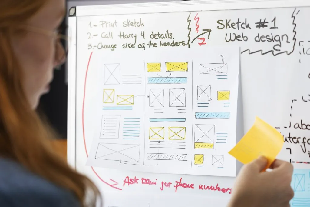 Web Design - Web Design - Ui/Ux Female-web-designer-with-papers-notes-office