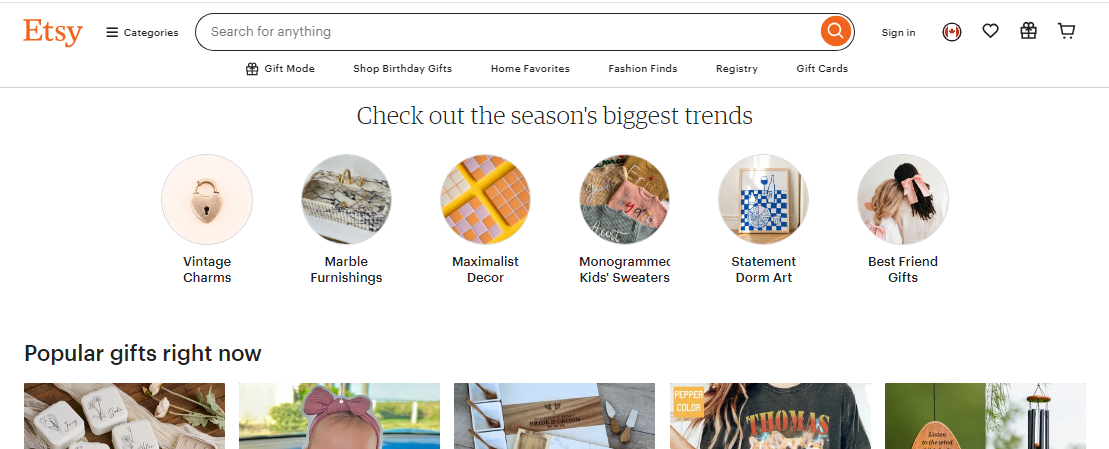 Etsy’s e-commerce platform